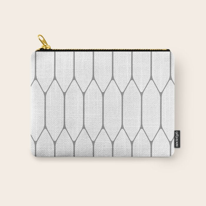 Long Honeycomb Minimalist Geometric Pattern in Gray and White Carry All Pouch Gallery Image 1