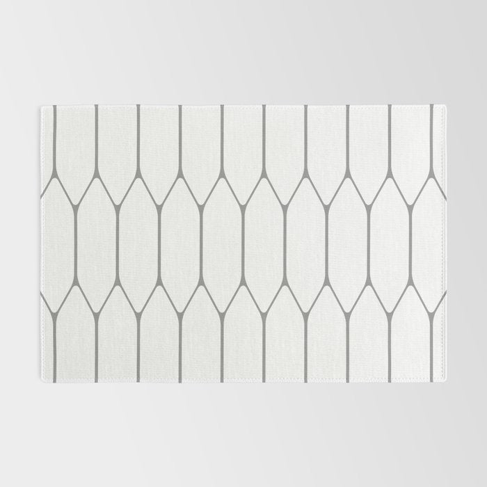 Long Honeycomb Minimalist Geometric Pattern in Gray and White Rug Gallery Image 2
