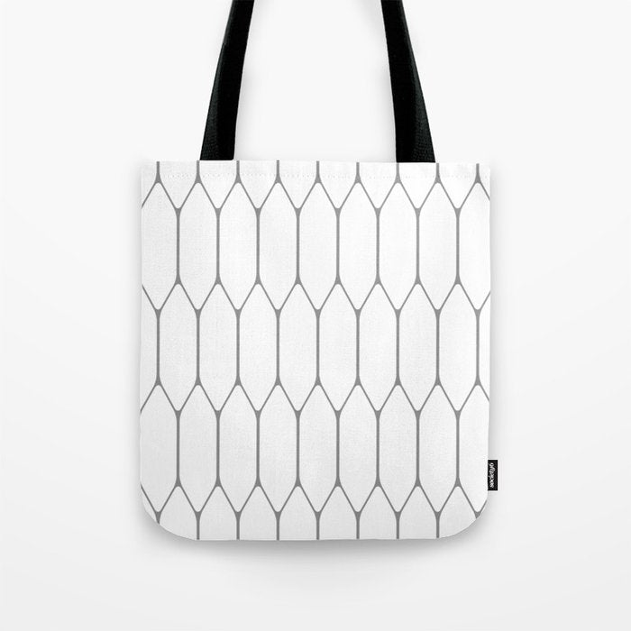 Long Honeycomb Minimalist Geometric Pattern in Gray and White Tote Bag Gallery Image 1