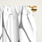 Long Honeycomb Minimalist Geometric Pattern in Gray and White Window Curtain Gallery Image 2