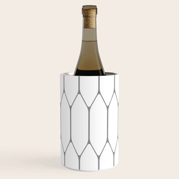 Long Honeycomb Minimalist Geometric Pattern in Gray and White Wine Chiller Gallery Image 1
