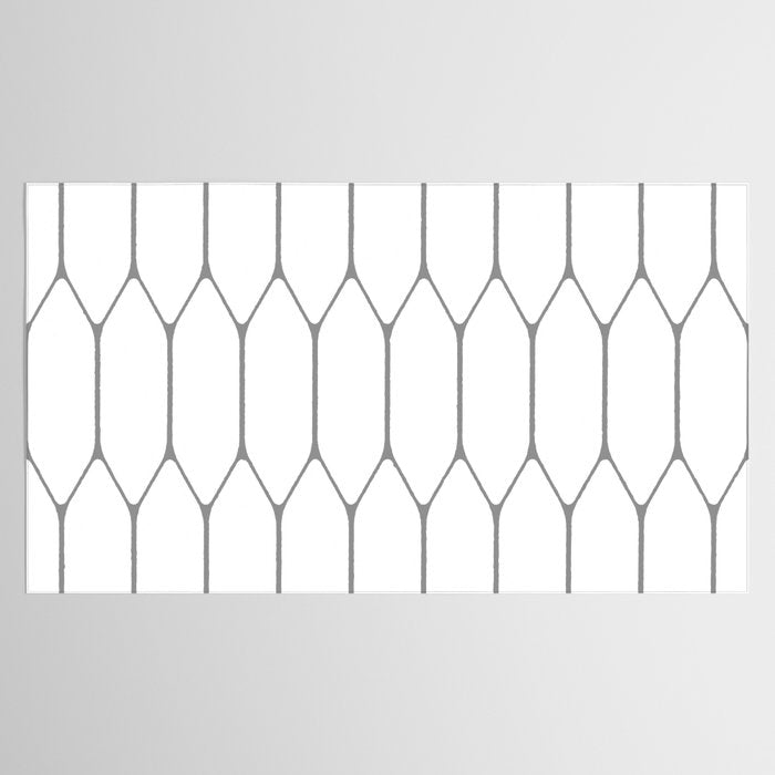 Long Honeycomb Minimalist Geometric Pattern in Gray and White Tablecloth Gallery Image 2