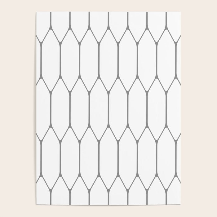 Long Honeycomb Minimalist Geometric Pattern in Gray and White Poster Gallery Image 4