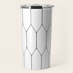 Long Honeycomb Minimalist Geometric Pattern in Gray and White Travel Mug Gallery Image 1