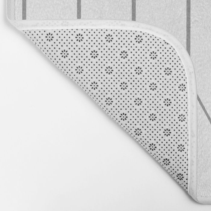 Long Honeycomb Minimalist Geometric Pattern in Gray and White Bath Mat Gallery Image 2