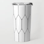 Long Honeycomb Minimalist Geometric Pattern in Gray and White Travel Mug Gallery Image 2