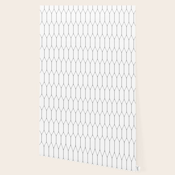 Long Honeycomb Minimalist Geometric Pattern in Gray and White Wallpaper Gallery Image 2