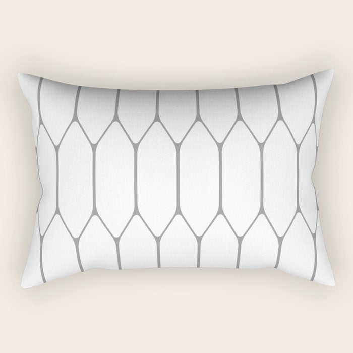 Long Honeycomb Minimalist Geometric Pattern in Gray and White Rectangular Pillow Gallery Image 1