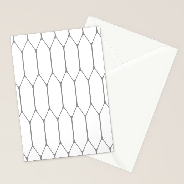 Long Honeycomb Minimalist Geometric Pattern in Gray and White Stationery Card Gallery Image 2