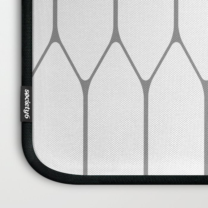 Long Honeycomb Minimalist Geometric Pattern in Gray and White Laptop Sleeve Gallery Image 3