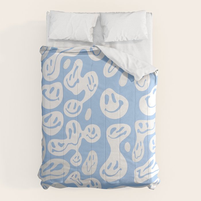 Pastel Blue Dripping Smiley Comforter Gallery Image 6