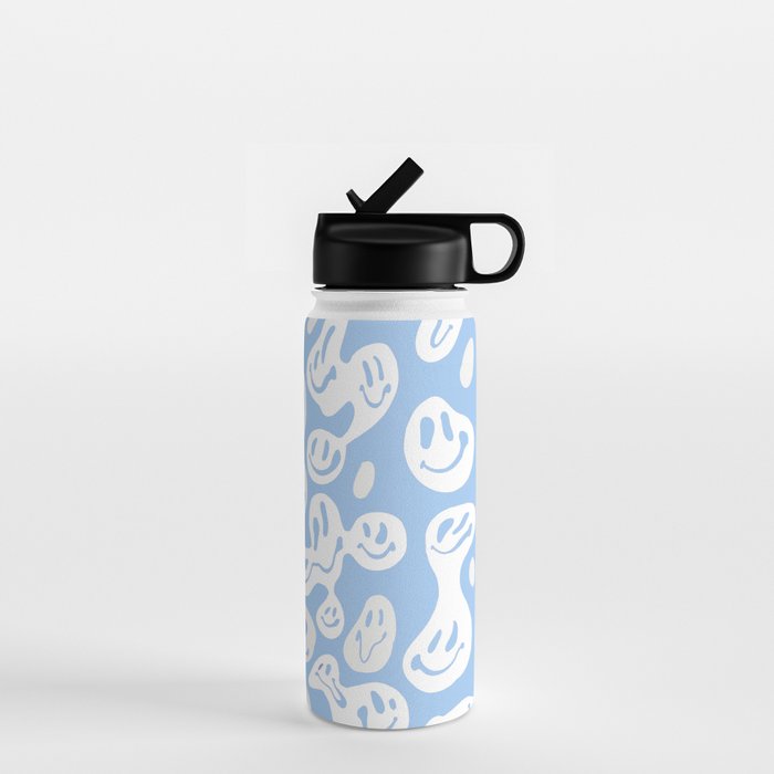 Pastel Blue Dripping Smiley Water Bottle