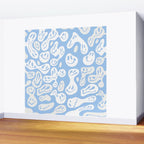 Pastel Blue Dripping Smiley Wall Mural Gallery Image 2