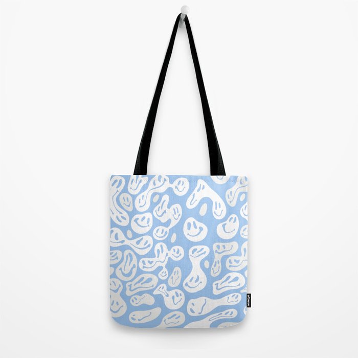 Pastel Blue Dripping Smiley Tote Bag Gallery Image 2