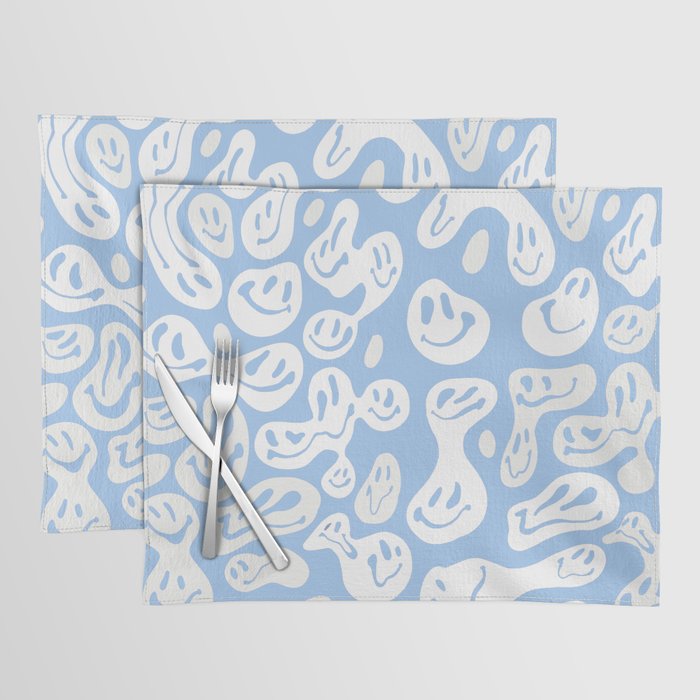 Pastel Blue Dripping Smiley Placemat Gallery Image 1