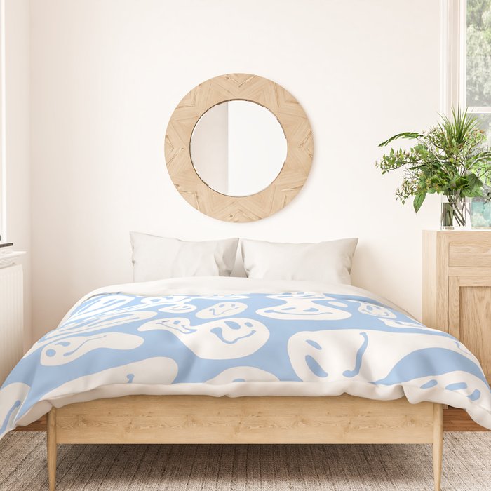 Pastel Blue Dripping Smiley Duvet Cover Gallery Image 3
