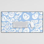 Pastel Blue Dripping Smiley Desk Mat Gallery Image 1