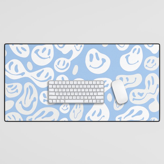 Pastel Blue Dripping Smiley Desk Mat Gallery Image 1