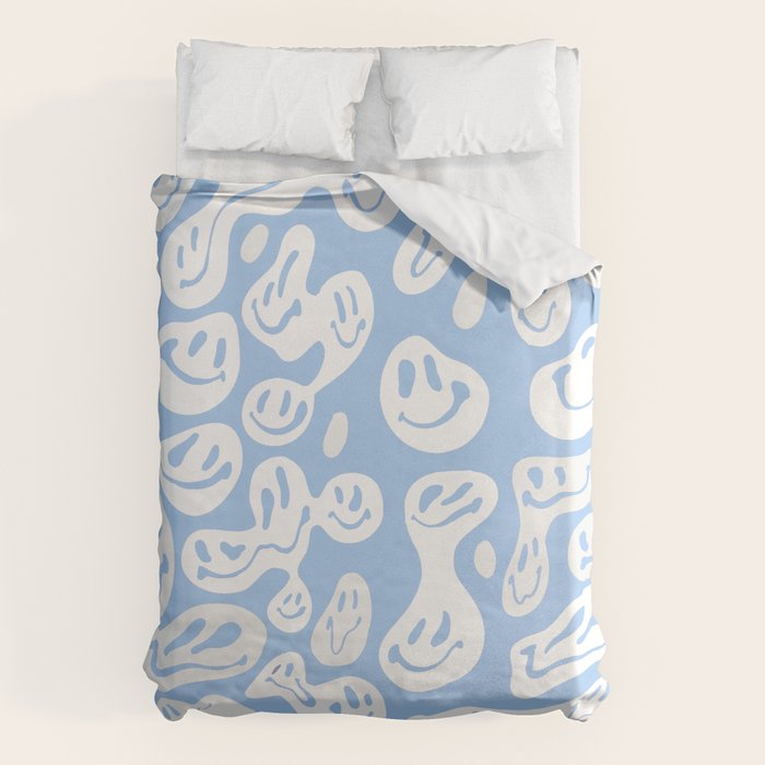 Pastel Blue Dripping Smiley Duvet Cover Gallery Image 6