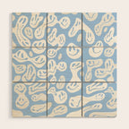 Pastel Blue Dripping Smiley Wood Wall Art Gallery Image 1