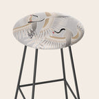 traditional Japanese cranes bright illustration Stool Gallery Image 2