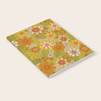 1960s, 1970s Retro Floral in Green, Pink & Orange - Flower Power Notebook Gallery Image 2