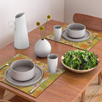 1960s, 1970s Retro Floral in Green, Pink & Orange - Flower Power Placemat Gallery Image 2
