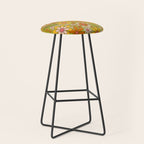 1960s, 1970s Retro Floral in Green, Pink & Orange - Flower Power Stool Gallery Image 1