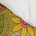 1960s, 1970s Retro Floral in Green, Pink & Orange - Flower Power Comforter Gallery Image 4