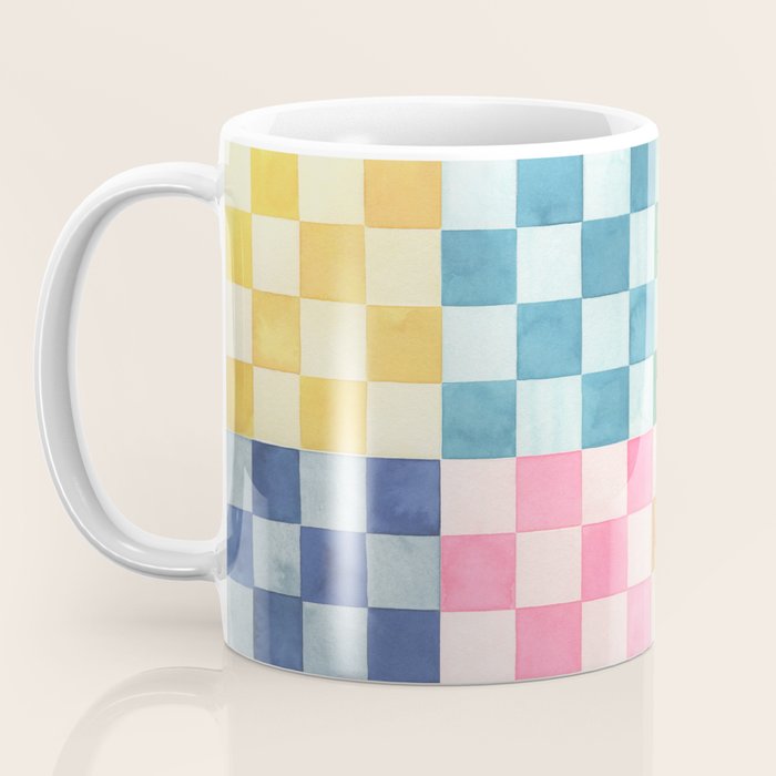 Eclectic  revival Handmade checker Multicolored Coffee Mug Gallery Image 3