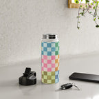 Eclectic  revival Handmade checker Multicolored Water Bottle Gallery Image 4