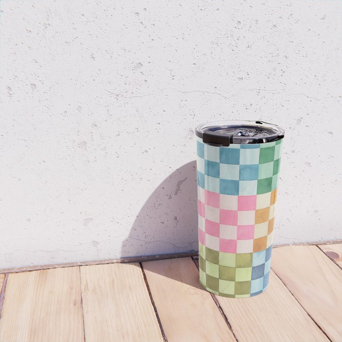 Eclectic  revival Handmade checker Multicolored Travel Mug Gallery Image 4