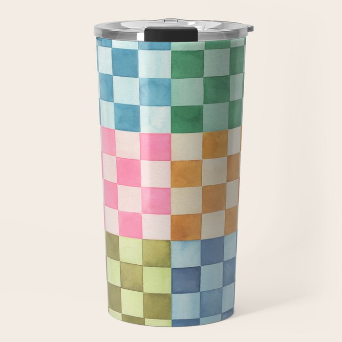 Eclectic  revival Handmade checker Multicolored Travel Mug Gallery Image 1