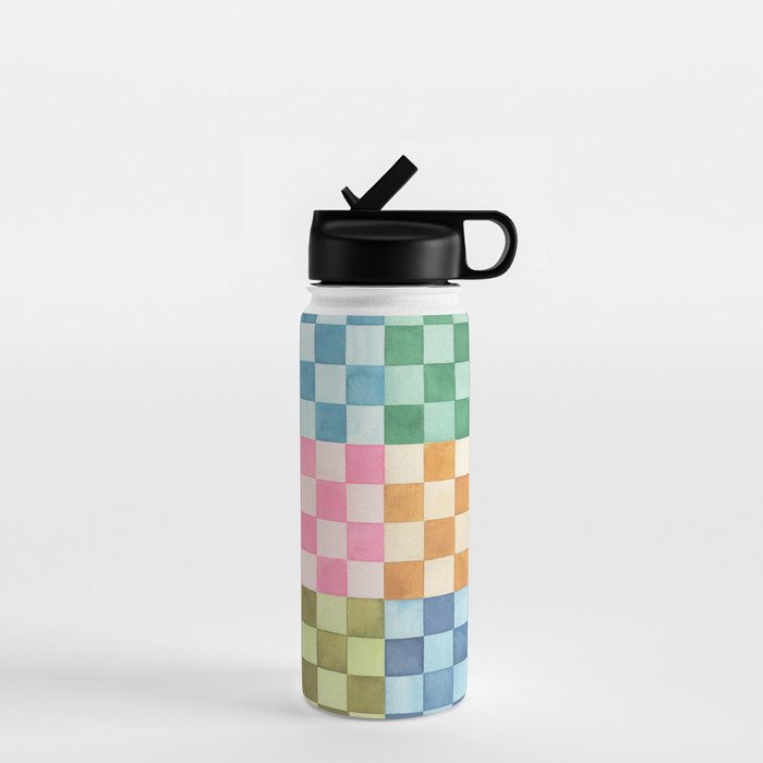 Eclectic  revival Handmade checker Multicolored Water Bottle Gallery Image 1