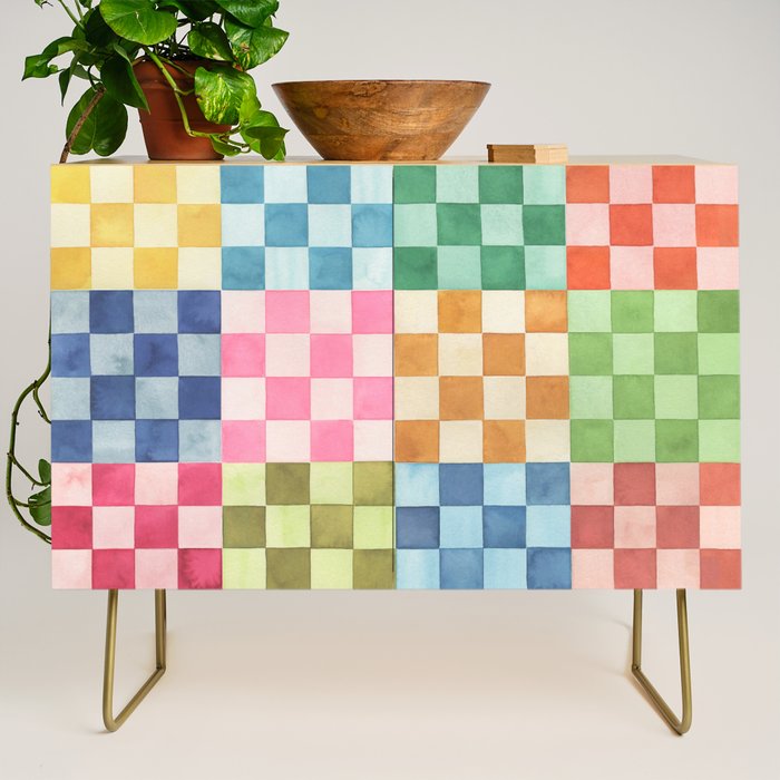 Eclectic  revival Handmade checker Multicolored Credenza Gallery Image 1