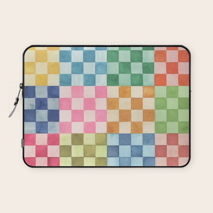Eclectic  revival Handmade checker Multicolored Laptop Sleeve Gallery Image 1