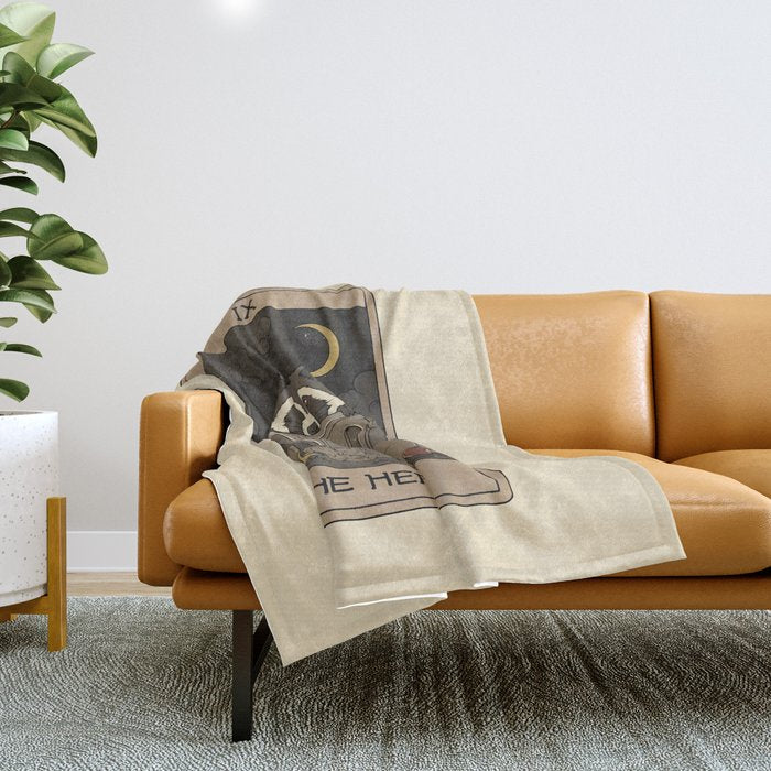 The Hermit - Raccoons Tarot Throw Blanket Gallery Image 1