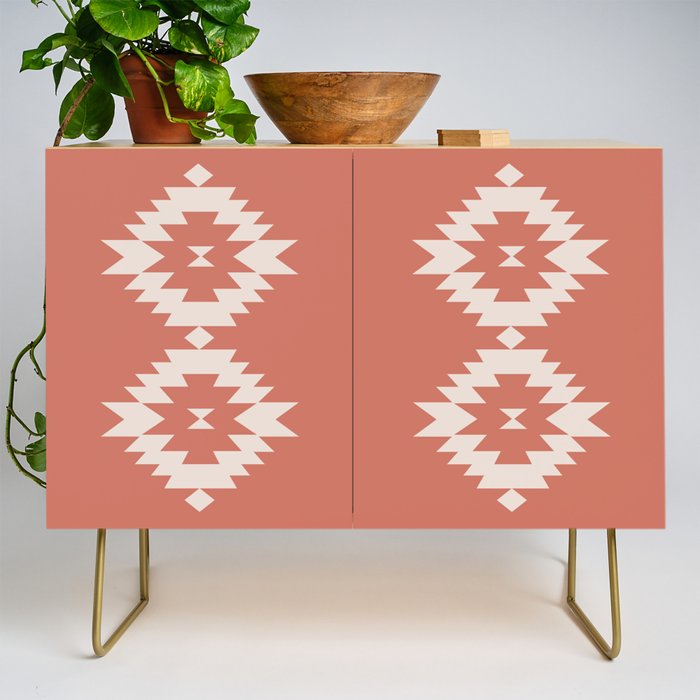 Southwestern Minimalism - Bright Coral Red Credenza Gallery Image 1