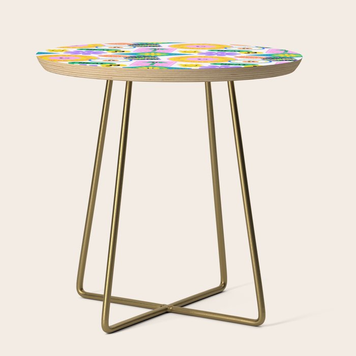 Retro funny sticker label cartoon pattern Side Table Gallery Image 1