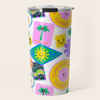 Retro funny sticker label cartoon pattern Travel Mug Gallery Image 1