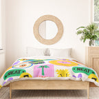 Retro funny sticker label cartoon pattern Duvet Cover Gallery Image 3