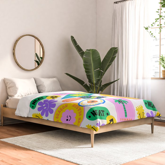 Retro funny sticker label cartoon pattern Comforter Gallery Image 2