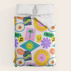 Retro funny sticker label cartoon pattern Duvet Cover Gallery Image 6