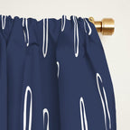 Boho Prints, Raindrops, Indigo Blue, Minimalism, Abstract Art Window Curtain Gallery Image 2
