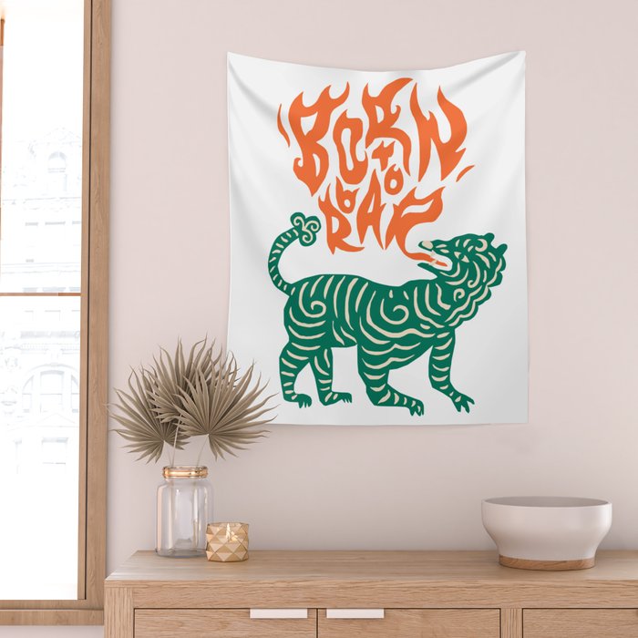 Born to roar Tiger Wall Tapestry Gallery Image 2