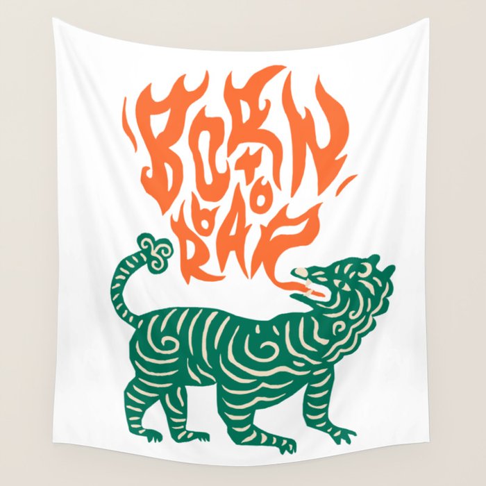 Born to roar Tiger Wall Tapestry Gallery Image 1