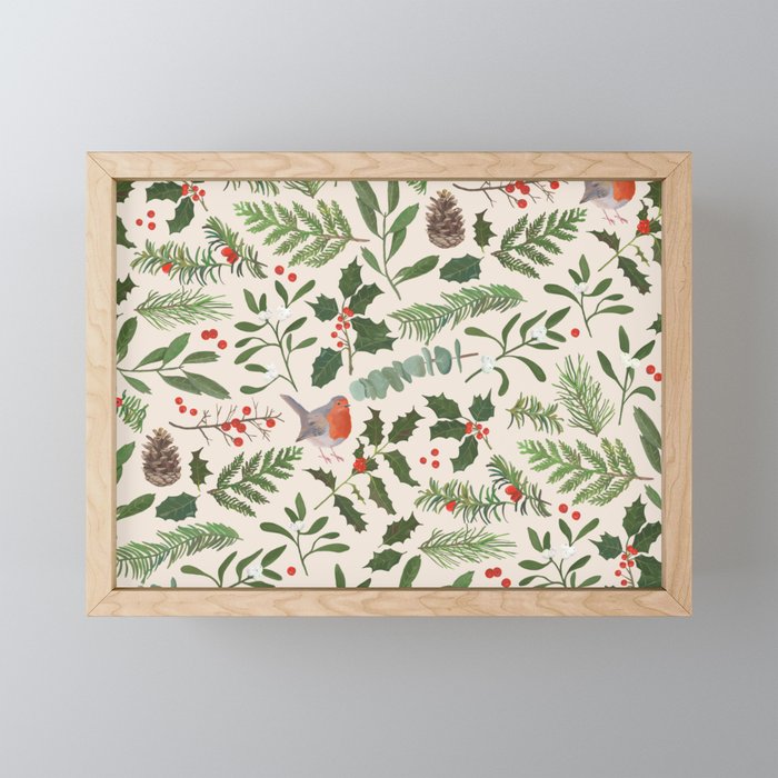 Robin in a Winter Garden Mini Art Print Gallery Image 1