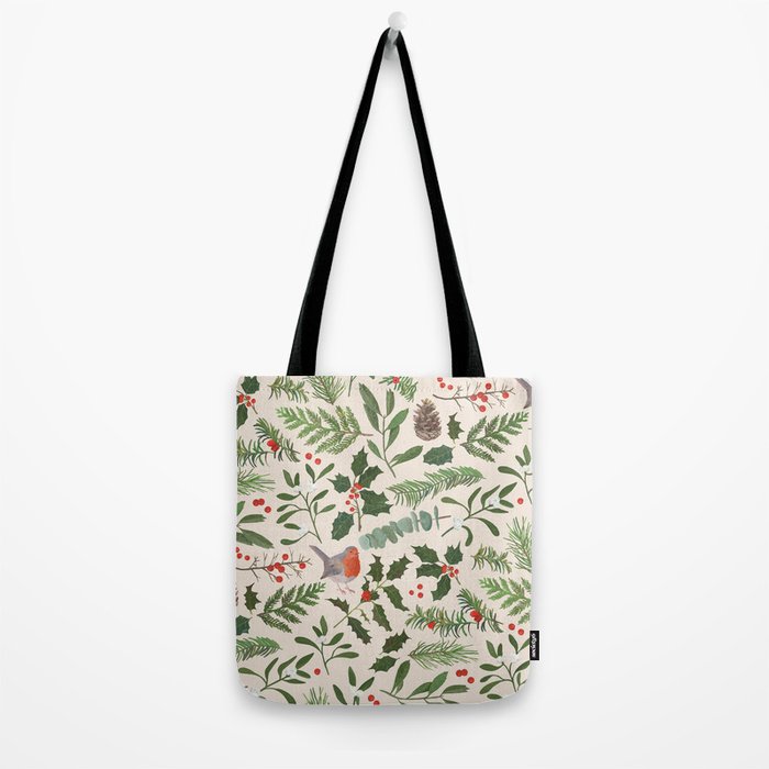 Robin in a Winter Garden Tote Bag Gallery Image 2