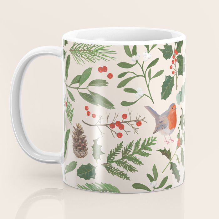 Robin in a Winter Garden Coffee Mug Gallery Image 3