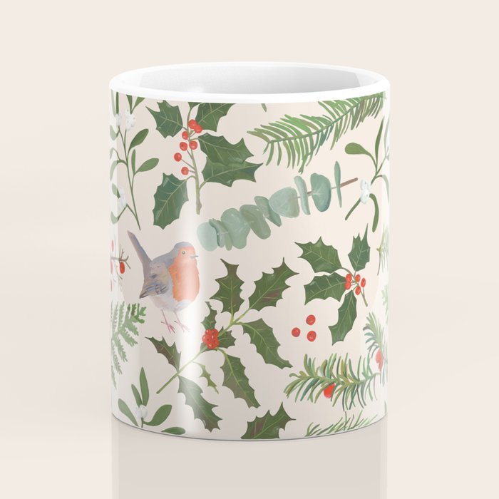 Robin in a Winter Garden Coffee Mug Gallery Image 4